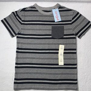Cat & Jack Gray and Black Striped Tee Boys Size 6/7